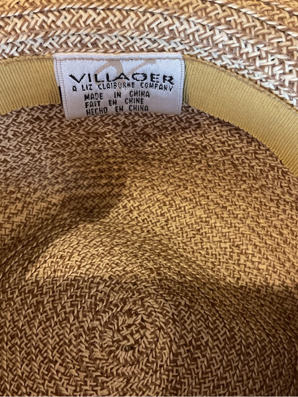 Vintage Villager Liz Claiborne Sun Hat Straw Green Leaf Gold Chain Detail - Picture 5 of 7